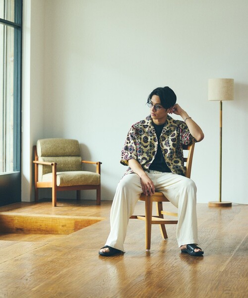 FREAK'S STORE（フリークスストア）の「FREAK'S STORE/フリークスストア バティック柄 半袖シャツ/ハーフスリーブ オーバーサイズシャツ（シャツ/ブラウス・メンズ・ネイビー/オフホワイト・MEDIUM/LARGE）」の4枚目の写真