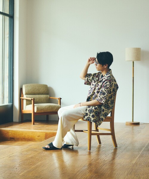 FREAK'S STORE（フリークスストア）の「FREAK'S STORE/フリークスストア バティック柄 半袖シャツ/ハーフスリーブ オーバーサイズシャツ（シャツ/ブラウス・メンズ・ネイビー/オフホワイト・MEDIUM/LARGE）」の5枚目の写真