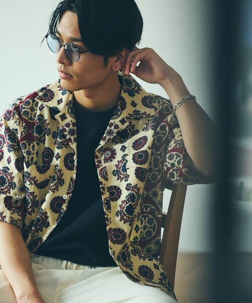 FREAK'S STORE（フリークスストア）の「FREAK'S STORE/フリークスストア バティック柄 半袖シャツ/ハーフスリーブ オーバーサイズシャツ（シャツ/ブラウス・メンズ・ネイビー/オフホワイト・MEDIUM/LARGE）」の9枚目の写真