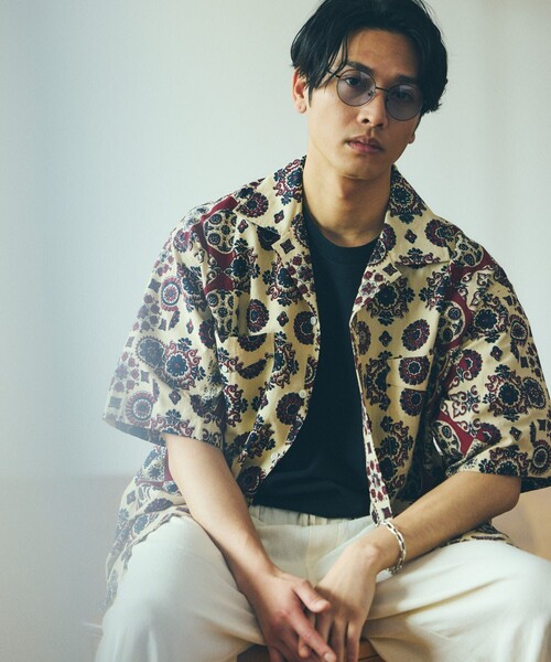 FREAK'S STORE（フリークスストア）の「FREAK'S STORE/フリークスストア バティック柄 半袖シャツ/ハーフスリーブ オーバーサイズシャツ（シャツ/ブラウス・メンズ・ネイビー/オフホワイト・MEDIUM/LARGE）」の11枚目の写真