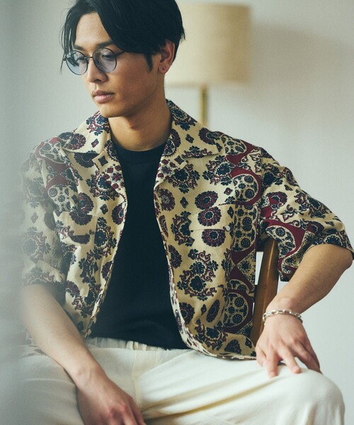 FREAK'S STORE（フリークスストア）の「FREAK'S STORE/フリークスストア バティック柄 半袖シャツ/ハーフスリーブ オーバーサイズシャツ（シャツ/ブラウス・メンズ・ネイビー/オフホワイト・MEDIUM/LARGE）」の12枚目の写真