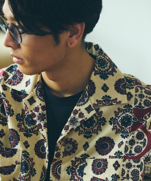 FREAK'S STORE（フリークスストア）の「FREAK'S STORE/フリークスストア バティック柄 半袖シャツ/ハーフスリーブ オーバーサイズシャツ（シャツ/ブラウス・メンズ・ネイビー/オフホワイト・MEDIUM/LARGE）」の14枚目の写真