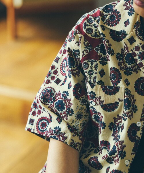 FREAK'S STORE（フリークスストア）の「FREAK'S STORE/フリークスストア バティック柄 半袖シャツ/ハーフスリーブ オーバーサイズシャツ（シャツ/ブラウス・メンズ・ネイビー/オフホワイト・MEDIUM/LARGE）」の18枚目の写真