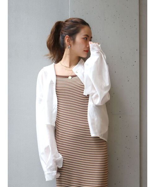 Ungrid（アングリッド）の「【WEB限定】シアーショートシャツ（シャツ/ブラウス・レディース・ブラウン/グリーン/ピンク/オフホワイト・FREE）」の9枚目の写真