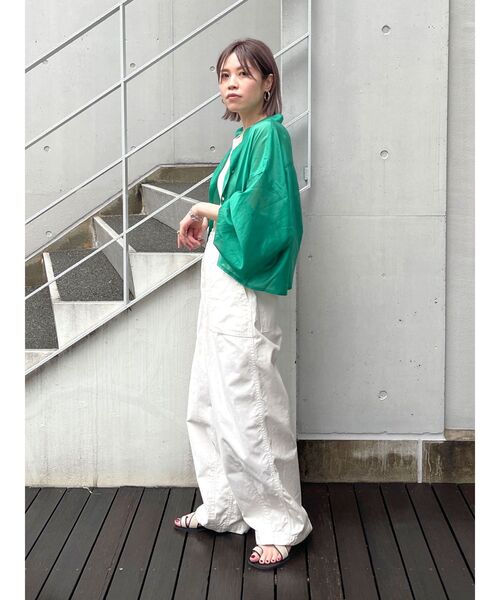 Ungrid（アングリッド）の「【WEB限定】シアーショートシャツ（シャツ/ブラウス・レディース・ブラウン/グリーン/ピンク/オフホワイト・FREE）」の19枚目の写真