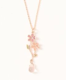 GGD SELECT | ２色の5弁花のチェコガラスのネックレス ピンクゴールド[ACCACC](ネックレス)