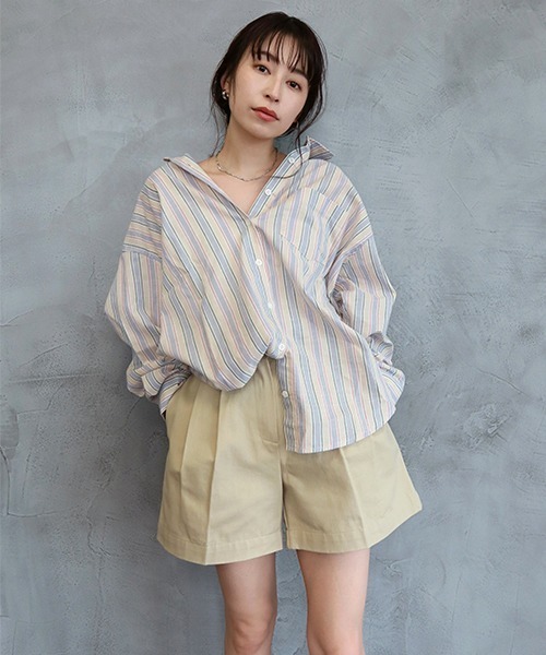 カラーストライプルーズSH CREDONA（クレドナ）の「マルチストライプルーズSH（シャツ/ブラウス