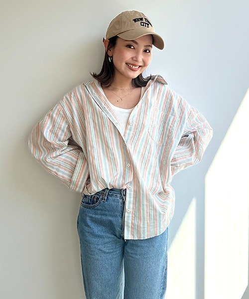 カラーストライプルーズSH CREDONA（クレドナ）の「マルチストライプルーズSH（シャツ/ブラウス