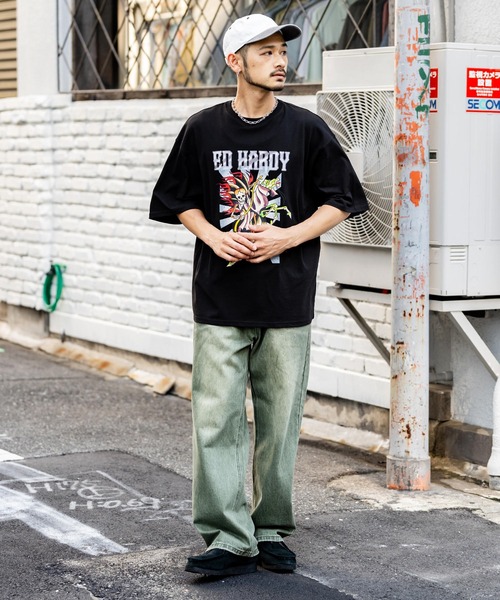ED HARDY フード付き ベロア 半袖 M ネイビー y2k アーカイブ