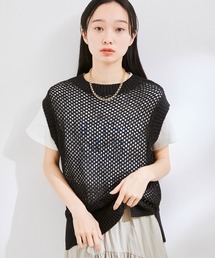 【前後2WAY】ラメメッシュニットべスト