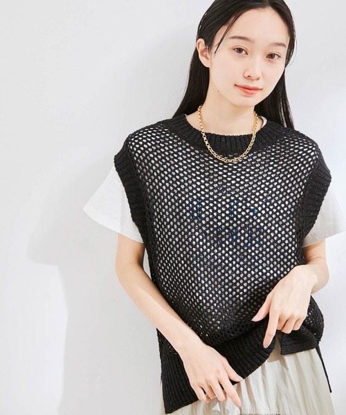 レディース メッシュ ラメ ベスト B：MING by BEAMS（ビーミング by ビームス） ベスト ジレ メッシュ