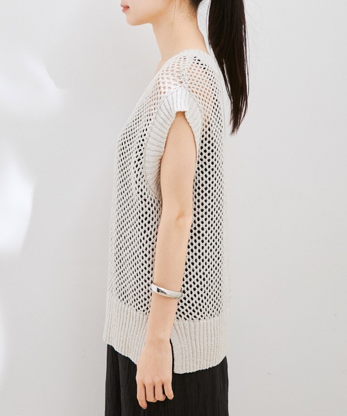 VIS（ビス）の「【前後2WAY】ラメメッシュニットべスト（ベスト・レディース・ホワイト系その他5/ピンク系その他2/ブラック・FREE）」の8枚目の写真
