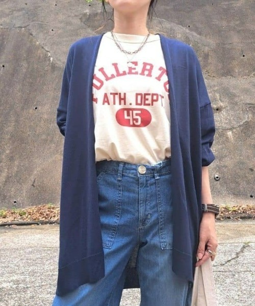 Right-on(ライトオン)の「【接触冷感】【HONEYSUCKLE ROSE】サラサラ冷感カーディガン / UVカット(カーディガン/ボレロ・レディース・ライトグレー/ブラック/ネイビー/グリーン・L/M)」の4枚目の写真