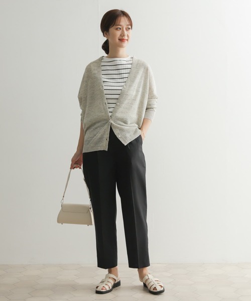 URBAN RESEARCH DOORS（アーバンリサーチドアーズ）の「『UR TECH Smart Linen Touch』 後ろゴムテーパードパンツ（その他パンツ・レディース・ブラック/グリーン・MEDIUM）」の5枚目の写真