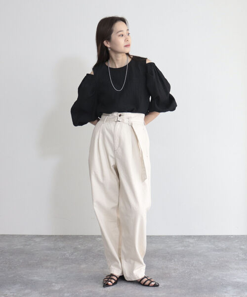fredy emue(フレディエミュ)の「【fredyemueフレディエミュ】シアーチェックバックオープンブラウス(シャツ/ブラウス・レディース・ブラック系その他/ブラック/オフホワイト・38)」の12枚目の写真