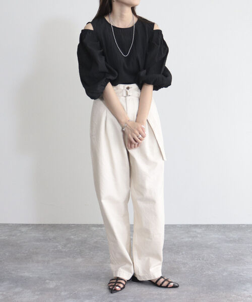 fredy emue(フレディエミュ)の「【fredyemueフレディエミュ】シアーチェックバックオープンブラウス(シャツ/ブラウス・レディース・ブラック系その他/ブラック/オフホワイト・38)」の14枚目の写真