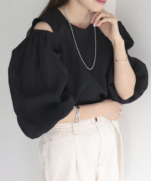 fredy emue(フレディエミュ)の「【fredyemueフレディエミュ】シアーチェックバックオープンブラウス(シャツ/ブラウス・レディース・ブラック系その他/ブラック/オフホワイト・38)」の19枚目の写真