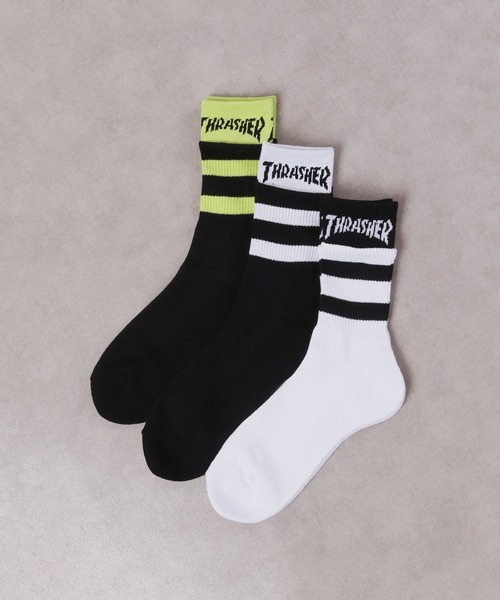 THRASHER（スラッシャー）の「THRASHER スラッシャー 3足セット クォーター ソックス（ソックス/靴下・メンズ・ブラック系その他2/ブラック系その他・FREE）」の2枚目の写真