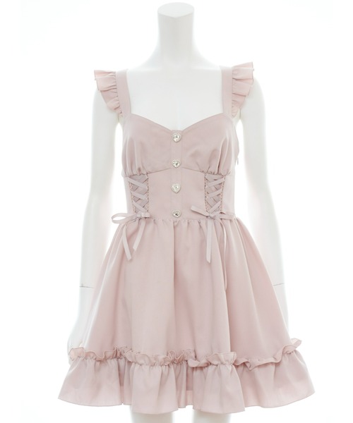 Secret Honey（シークレットハニー）の「レースアップビスチェ風フリルジャンパードレス（ワンピース・レディース・ブラック/ピンク/ブルー・MEDIUM）」の6枚目の写真