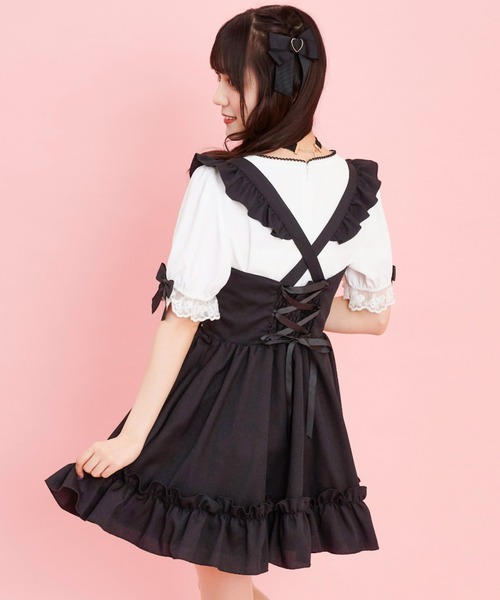 Secret Honey（シークレットハニー）の「レースアップビスチェ風フリルジャンパードレス（ワンピース・レディース・ブラック/ピンク/ブルー・MEDIUM）」の13枚目の写真