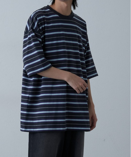 COLONY 2139（コロニートゥーワンスリーナイン）の「マルチボーダー半袖T（Tシャツ/カットソー・メンズ・イエロー/ホワイト/グレー・MEDIUM/LARGE/X-LARGE）」の3枚目の写真