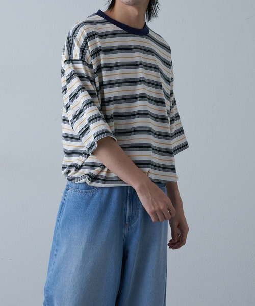 COLONY 2139（コロニートゥーワンスリーナイン）の「マルチボーダー半袖T（Tシャツ/カットソー・メンズ・イエロー/ホワイト/グレー・MEDIUM/LARGE/X-LARGE）」の12枚目の写真