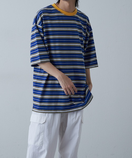 COLONY 2139（コロニートゥーワンスリーナイン）の「マルチボーダー半袖T（Tシャツ/カットソー・メンズ・イエロー/ホワイト/グレー・MEDIUM/LARGE/X-LARGE）」の18枚目の写真