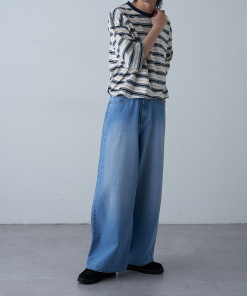 COLONY 2139（コロニートゥーワンスリーナイン）の「マルチボーダー半袖T（Tシャツ/カットソー・メンズ・イエロー/ホワイト/グレー・MEDIUM/LARGE/X-LARGE）」の19枚目の写真