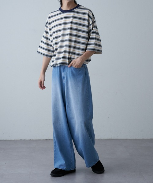 COLONY 2139（コロニートゥーワンスリーナイン）の「マルチボーダー半袖T（Tシャツ/カットソー・メンズ・イエロー/ホワイト/グレー・MEDIUM/LARGE/X-LARGE）」の14枚目の写真