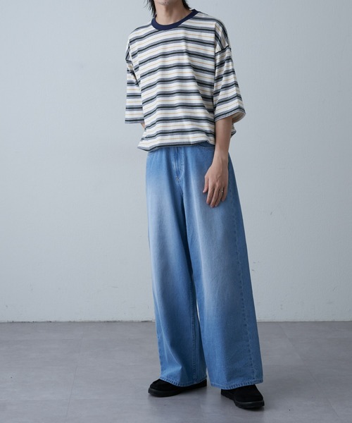 COLONY 2139（コロニートゥーワンスリーナイン）の「マルチボーダー半袖T（Tシャツ/カットソー・メンズ・イエロー/ホワイト/グレー・MEDIUM/LARGE/X-LARGE）」の9枚目の写真