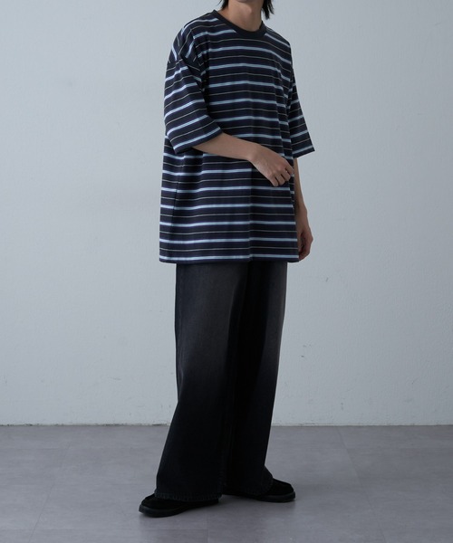 COLONY 2139（コロニートゥーワンスリーナイン）の「マルチボーダー半袖T（Tシャツ/カットソー・メンズ・イエロー/ホワイト/グレー・MEDIUM/LARGE/X-LARGE）」の6枚目の写真