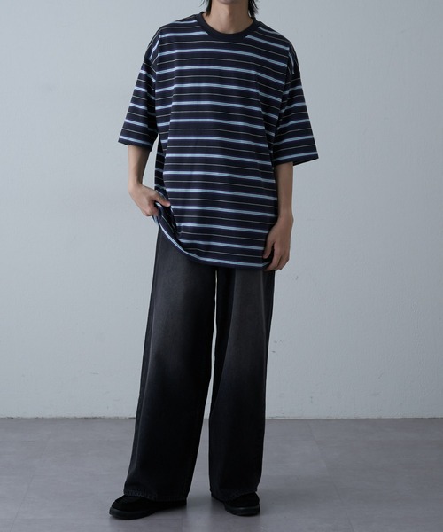 COLONY 2139（コロニートゥーワンスリーナイン）の「マルチボーダー半袖T（Tシャツ/カットソー・メンズ・イエロー/ホワイト/グレー・MEDIUM/LARGE/X-LARGE）」の20枚目の写真