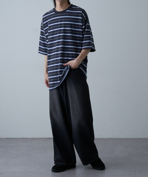 COLONY 2139（コロニートゥーワンスリーナイン）の「マルチボーダー半袖T（Tシャツ/カットソー・メンズ・イエロー/ホワイト/グレー・MEDIUM/LARGE/X-LARGE）」の15枚目の写真