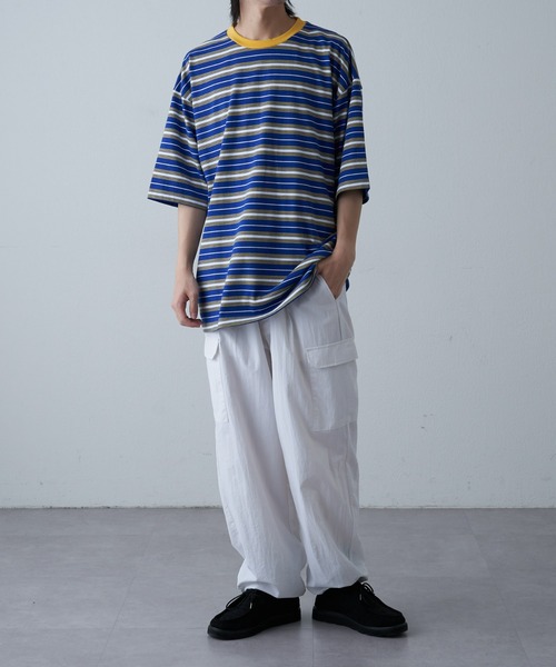 COLONY 2139（コロニートゥーワンスリーナイン）の「マルチボーダー半袖T（Tシャツ/カットソー・メンズ・イエロー/ホワイト/グレー・MEDIUM/LARGE/X-LARGE）」の10枚目の写真