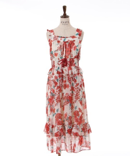 axes femme（アクシーズファム）の「ハイビスカス柄ワンピース（ワンピース・レディース・イエロー/ネイビー/キナリ・FREE）」の21枚目の写真