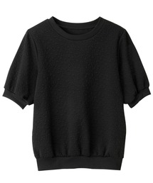 花柄ふくれジャカード5分袖トップス