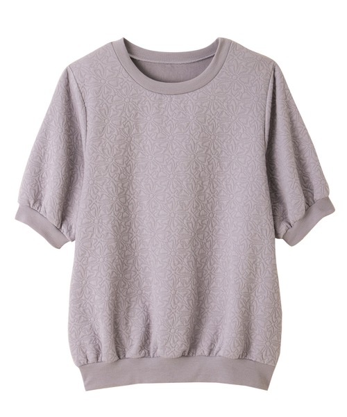 alotta(アロッタ)の「花柄ふくれジャカード5分袖トップス(Tシャツ/カットソー・レディース・ラベンダー/アイボリー/ブラック・M/L)」の12枚目の写真