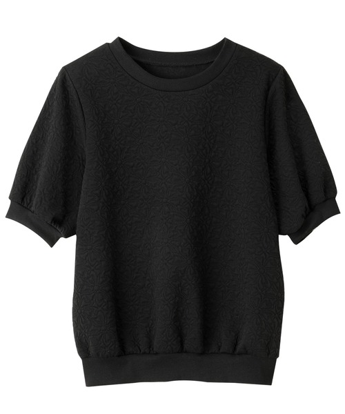 alotta(アロッタ)の「花柄ふくれジャカード5分袖トップス(Tシャツ/カットソー・レディース・ラベンダー/アイボリー/ブラック・M/L)」の14枚目の写真