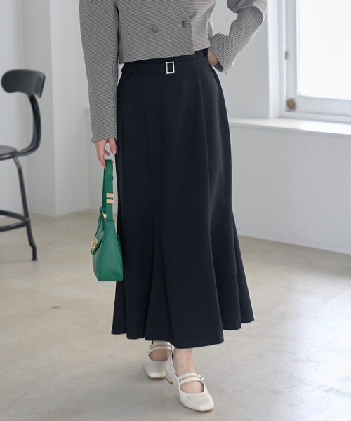 VIS（ビス）の「【防シワ】パウダリーツイルマーメイドスカート（スカート・レディース・ブラック/チャコールグレー/ピンク・S/M）」の2枚目の写真