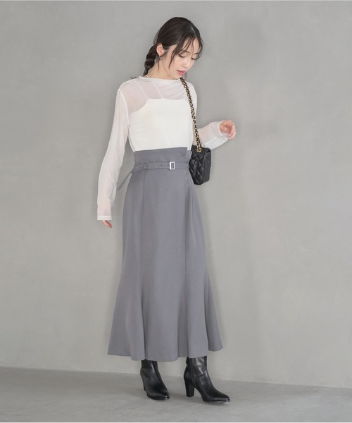 VIS（ビス）の「【防シワ】パウダリーツイルマーメイドスカート（スカート・レディース・ブラック/チャコールグレー/ピンク・S/M）」の14枚目の写真