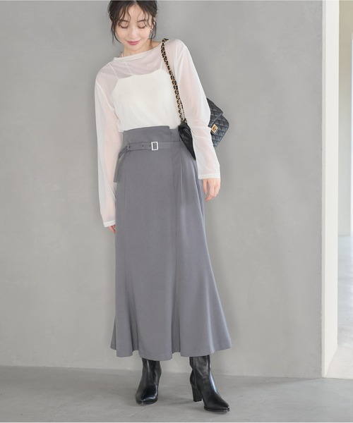 VIS（ビス）の「【防シワ】パウダリーツイルマーメイドスカート（スカート・レディース・ブラック/チャコールグレー/ピンク・S/M）」の20枚目の写真