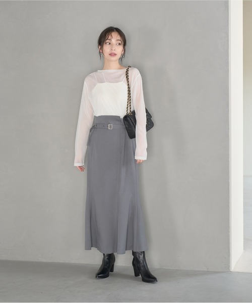 VIS（ビス）の「【防シワ】パウダリーツイルマーメイドスカート（スカート・レディース・ブラック/チャコールグレー/ピンク・S/M）」の17枚目の写真