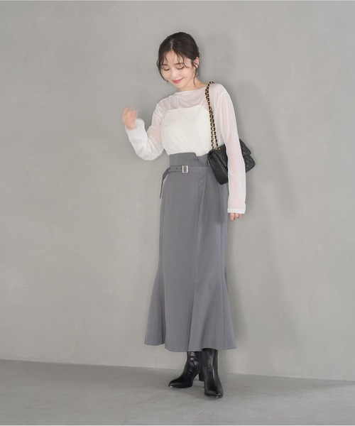 VIS（ビス）の「【防シワ】パウダリーツイルマーメイドスカート（スカート・レディース・ブラック/チャコールグレー/ピンク・S/M）」の6枚目の写真