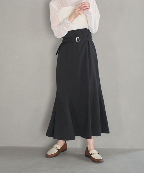 VIS（ビス）の「【防シワ】パウダリーツイルマーメイドスカート（スカート・レディース・ブラック/チャコールグレー/ピンク・S/M）」の4枚目の写真