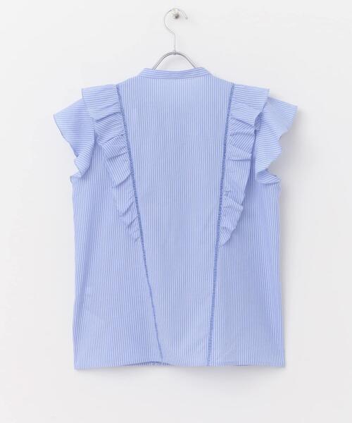 SENSE OF PLACE by URBAN RESEARCH（センスオブプレイスバイアーバンリサーチ）の「ドビーストライプフリルフレンチブブラウス（Tシャツ/カットソー・レディース・オフホワイト/ベージュ系その他/ブルー系その他・ONE）」の20枚目の写真