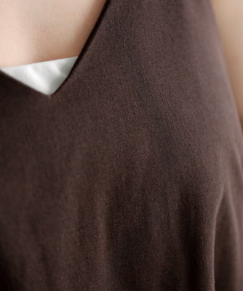 STYLE DELI（スタイルデリ）の「背面リボン麻混キャミワンピース（ワンピース・レディース・オートミール/チョコ・01/02）」の16枚目の写真