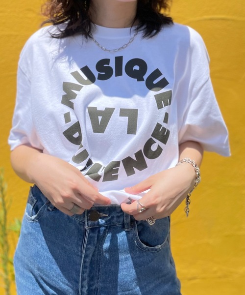 mi via loca(ミヴィアロカ)の「UNITED ATHLE MUSIQUE Tシャツ 【MV-011】(Tシャツ/カットソー・レディース・ライトピンク/オフホワイト/スミクロ・MEDIUM/LARGE)」の2枚目の写真