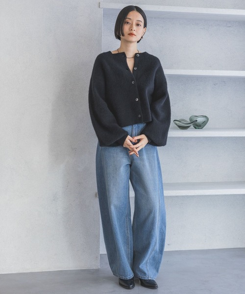 A part by（アパートバイ）の「CNラクーンショートカーディガン（カーディガン/ボレロ・レディース・アイボリー/グレー/チャコールグレー/ブルー/ブラック/ライトブルー・FREE）」の8枚目の写真