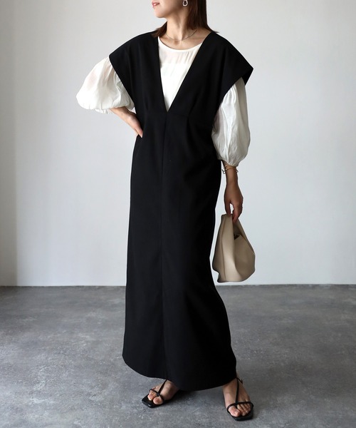 Riberry（リベリー）の「タックジャンパースカート（ジャンパースカート・レディース・ブラック・FREE）」の3枚目の写真