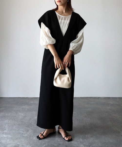 Riberry（リベリー）の「タックジャンパースカート（ジャンパースカート・レディース・ブラック・FREE）」の9枚目の写真